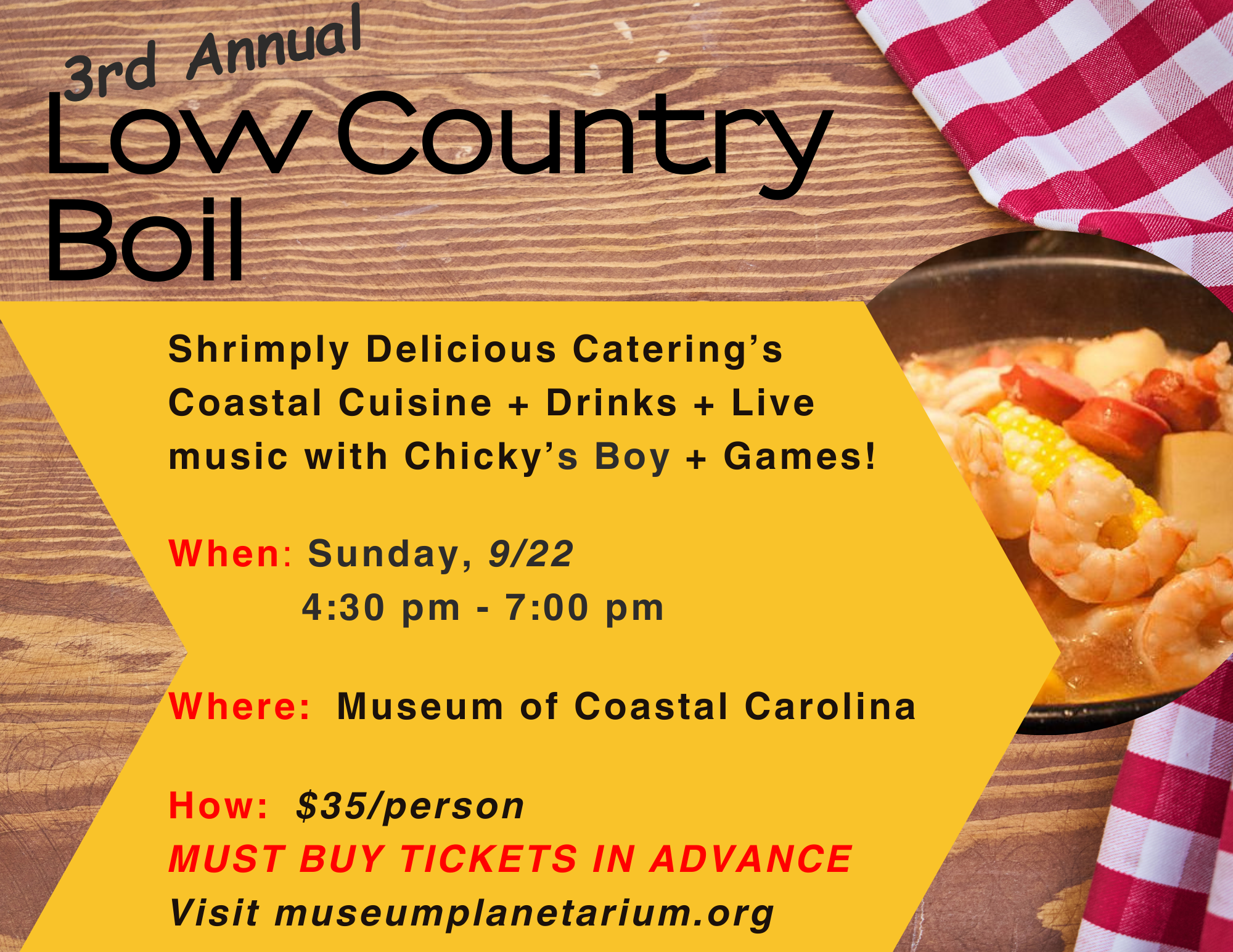 Museum of Coastal Carolina – 3rd Annual Low Country Boil